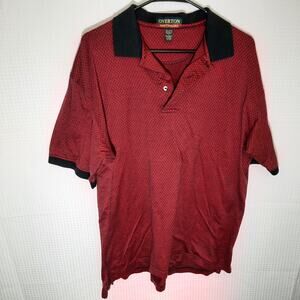 Overton Shirtmakers Large Polo Shirt Men Red Black Diamond Cotton Retro Thailand